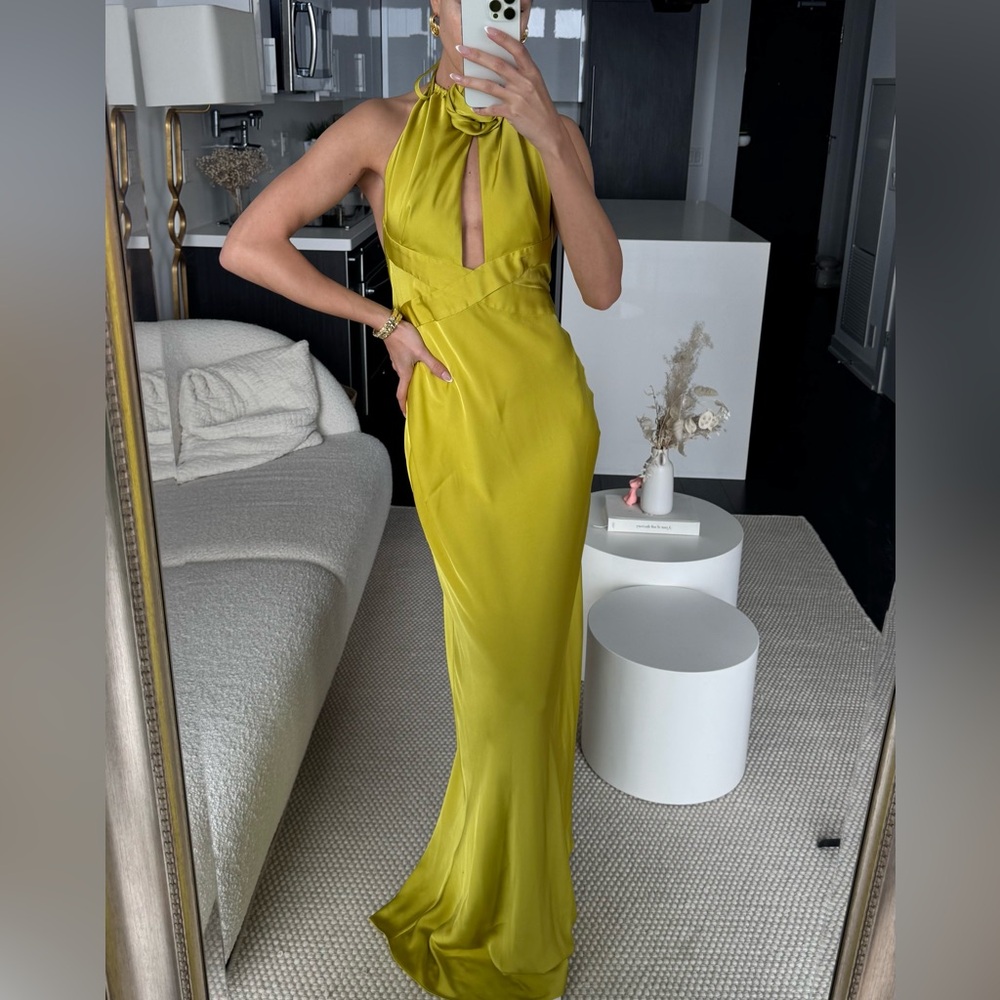 Ronny Kobo Satin Rosette Maxi Dress - Picture 5 of 7